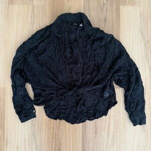 Urban Outfitters BDG Tie Front Black Flowy Blouse